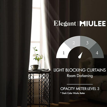 MIULEE Room Darkening Curtains Thermal Insulated Drapes Solid Window Treatment Set Grommet Top Light Blocking Blackout Curtain for Living Room/Bedroom 2 Panels 52 x 84 inch Length Ivory