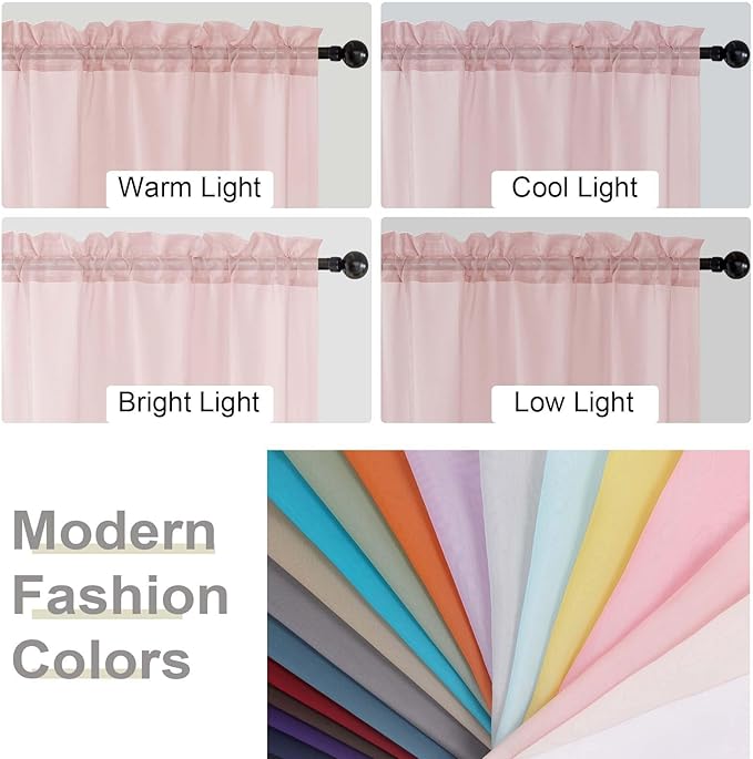 Blush Sheer Curtains for Bedroom Living Room 96 Inches Long 2 Panels, Modern Airy Soft Lightweight Rod Pocket Light Filtering Sheer Curtains Drapes, Blush, Each 42" Wx96 L Inch