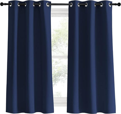 NICETOWN Navy Blackout Curtains & Drapes, 1 Pair, W34 x L60, Window Treatment Energy Saving Thermal Insulated Room Darkening Solid Grommet Panels for Living Room