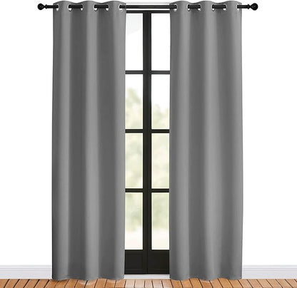 NICETOWN Room Darkening Curtains for Living Room, Silver Grey, W34 x L80, 2 Panels, Easy Care Solid Thermal Insulated Grommet Light Blocking Vertical Drapes for Bedroom