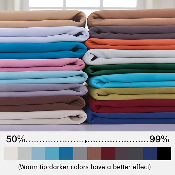 Yakamok Room Darkening Blackout Curtains for Bedroom,Thermal Insulated Grommet Top Window Drapes for Living Room,42W x 63L,Greyish White,2 Panels