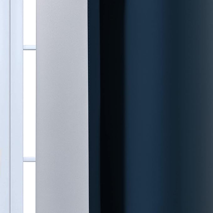 Yakamok Room Darkening Ombre Curtains 84 Inch Length, Navy Blue and Greyish White Thermal Insulated Gradient Color Curtains,Light Blocking Grommet Window Drapes for Bedroom,52 Inch Width,2 Panels
