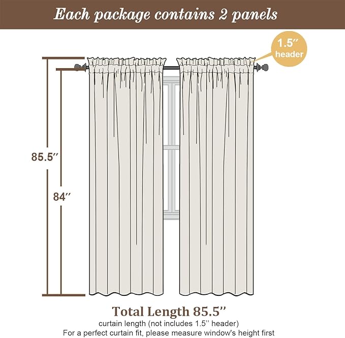Chyhomenyc Lemon Sheer Curtains 84 Inches Long 2 Panels Set, Light Filtering Soft Airy Window Curtains, Rod Pocket for Living Room Bedroom Window Drapes, 42Wx84L Inch, 2PCS