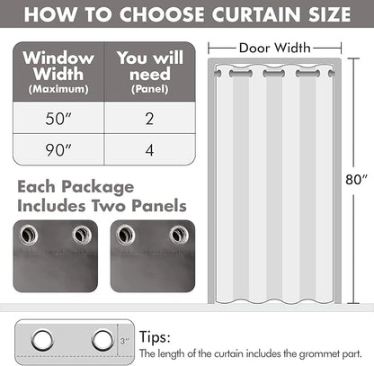 MIULEE Blackout Door Curtain Set of 2, 34 x 80 Inch Grey Thermal Insulated Room Divider Drapes with Grommet Top for Privacy Cover, Living Room, Bedroom, Closet & Temporary Doorway