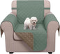 U-NICE HOME Reversible Oversized Chair Covers Quilted Water Repellent Pet Protectors with Elastic Straps(28''Armchair, Greyish Green/Taupe)