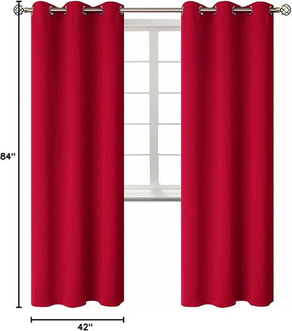 BGment Room Darkening Curtains 84 Inches Long - Grommet Thermal Insulated Drapes Window Treatment Curtains for Bedroom, 2 Panels, 42 x 84 Inch, Red