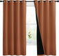NICETOWN Burnt Orange 100% Blackout Lined Curtains, 2 Thick Layers Completely Blackout Window Treatment Thermal Insulated Drapes for Kitchen/Bedroom (1 Pair, 55-inch Width x 68-inch Length per Panel)