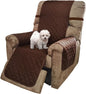 U-NICE HOME Recliner Chair Covers Reversible Quilted Water Repellent Pet Protectors with Elastic Straps (23''Recliner Small, Brown/Beige)