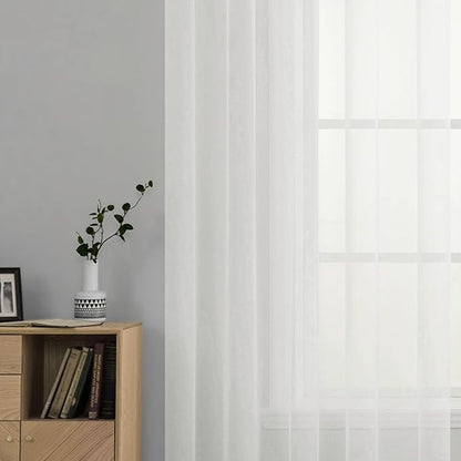 MIULEE Ivory Window Sheer Curtains for Bedroom Living Room Solid Elegant Net Drapes 2 Panels Width 42 x Length 63 Inches