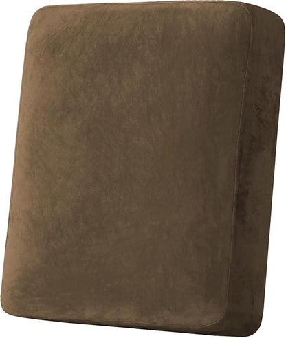 H.VERSAILTEX Velvet Stretch Couch Cushion Cover Plush Cushion Slipcover for Chair Cushion Furniture Protector Seat Cushion Sofa Cover (1 Piece Armchair Cushion Covers, Bronze Brown)