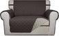 PureFit Reversible Quilted Sofa Cover, Water Resistant Slipcover Furniture Protector, Washable Couch Cover with Non Slip and Elastic Straps for Kids, Dogs, Pets (Oversized Chair, Chocolate/Beige)