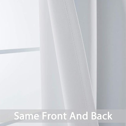 Yakamok Blackout Curtains Room Darkening Thermal Insulated Window Panels,Solid Grommet Top Drapes for Bedroom/Living Room(62Wx84L,Greyish White, 2 Panels)