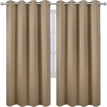LEMOMO Natural Thermal Blackout Curtains/52 x 72 Inch/Set of 2 Panels Room Darkening Curtains for Bedroom