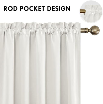 DWCN Short Ivory Blackout Curtains for Small Window, Thermal Insulated Energy Saving Room Darkening Curtains for Kitchen/Bedroom (W60 x L36 inch, Set of 2 Panels, Top of Rod Pocket)