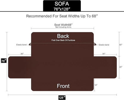 U-NICE HOME Reversible Sofa Cover Couch Cover for Dogs with Elastic Straps Water Resistant Furniture Protector for Pets Couch Cover for 3 Cushion Couch (Sofa, Chocolate/Taupe)