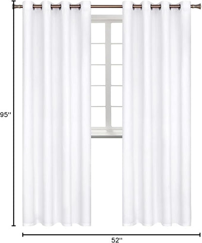 BGment Room Darkening Curtains 95 Inches Long - Grommet Thermal Insulated Drapes Window Treatment Curtains for Bedroom, 2 Panels, 52 x 95 Inch, Pure White