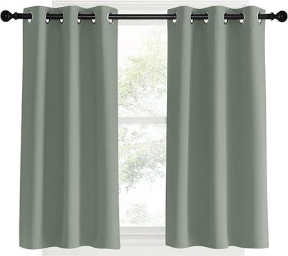 NICETOWN Bedroom Curtain Panels Blackout Draperies, Sage Green, 1 Pair, 34 by 40-inch, Thermal Insulated Solid Grommet Blackout Curtains/Drapes