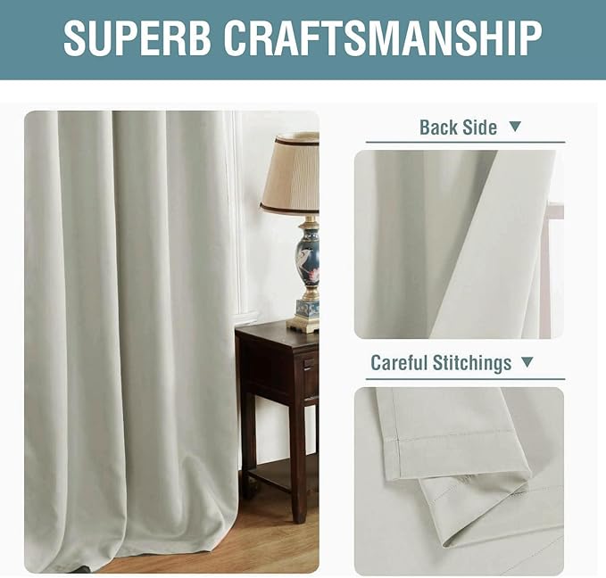 H.VERSAILTEX Blackout Curtain for Living Room Thermal Insulated Window Treatment Curtain 54 inch Length Energy Saving Solid Grommet Top Blackout Drape, One Panel, Pale Oak, 52" W x 54" L