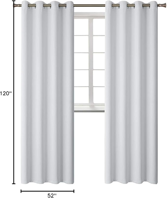 BGment Blackout Curtains - Grommet Thermal Insulated Room Darkening Bedroom and Living Room Curtains, Set of 2 Panels (52 x 120 Inch, Greyish White)