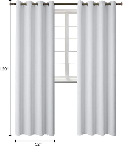 BGment Blackout Curtains - Grommet Thermal Insulated Room Darkening Bedroom and Living Room Curtains, Set of 2 Panels (52 x 120 Inch, Greyish White)