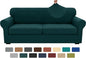 XINEAGE New 3 Pieces Couch Covers for 2 Extra Large Cushion Sofa Super Stretch Sofa Cover for 2 Large Seat Universal Loveseat Slip Cover for Living Room (Blackish Green), 71"-91"(2 Cushions)