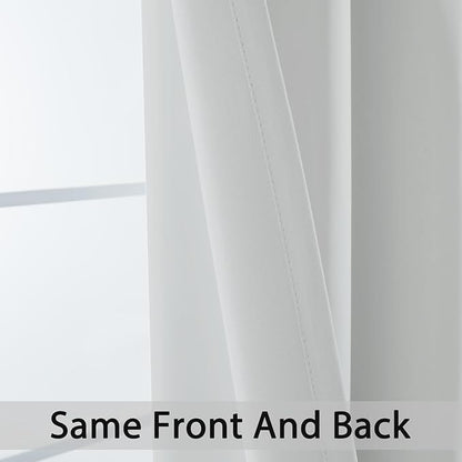 Yakamok 84 Inch Length Room Darking Curtains for Bedroom, Light Blocking Drapes Room Darkening Thermal Insulated Solid Grommet Panels for Living Room(38Wx84L, Greyish White, 1 Panel)