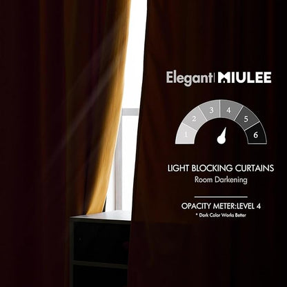 MIULEE Velvet Curtains 2 Panels Luxury Blackout Curtains for Bedroom Living Room Thermal Insulated Fall Decor Super Soft Window Drapes Rod Pocket & Back Tab, Mustard Yellow, 52 x 72 Inch
