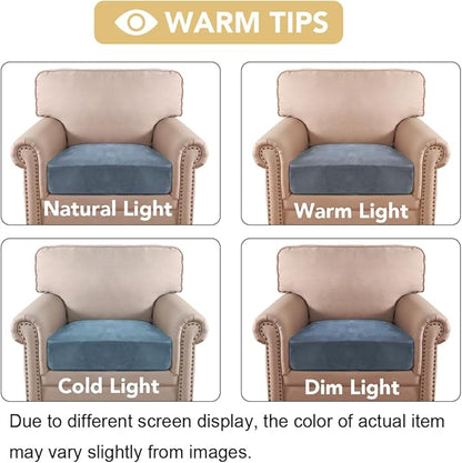 H.VERSAILTEX Velvet Stretch Couch Cushion Cover Plush Cushion Slipcover for Chair Cushion Furniture Protector Seat Cushion Sofa Cover (1 Piece Armchair Cushion Covers, Stone Blue)