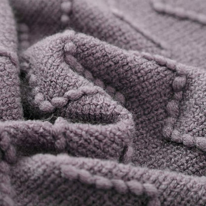 BOURINA Dark Lavender Throw Blanket 50 x90 Inches Textured Solid Soft Sofa Throw Bed Runner Knitted Decorative Blanket