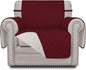 Easy-Going Chair Sofa Slipcover Reversible Sofa Cover Water Resistant Couch Cover Furniture Protector Cover with Elastic Straps for Pets Kids Children Dog Cat (Chair, Christmas Red/Ivory)