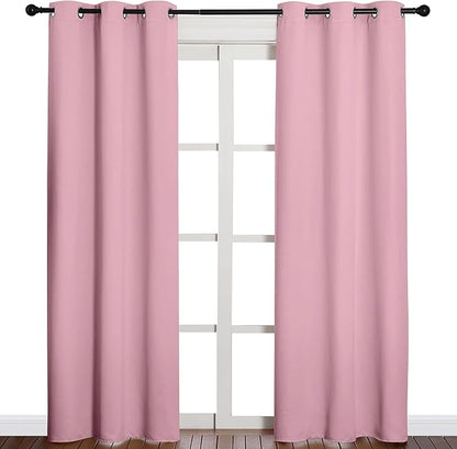 NICETOWN 84 inches Blackout Curtains for Office and Theater, Thermal Insulated Solid Grommet Drapes for Living Room (Crystal Pink, 1 Pair, 42 inches Wide)