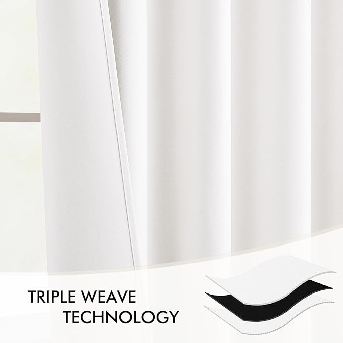 MIULEE Pure White Back Tab Blackout Curtains 120 Inch Long 2 Panels Set for Bedroom, Rod Pocket/Pinch Pleated Extra Long Thermal Insulated Living Room Darkening Light Blocking 10FT Drapes