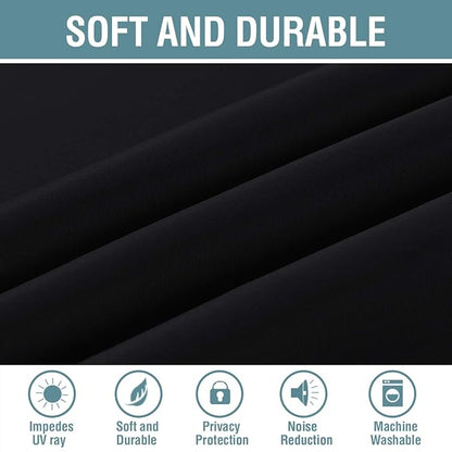 H.VERSAILTEX Blackout Curtain for Living Room Thermal Insulated Window Treatment Curtain Extra Long 108 inch Length Energy Saving Solid Grommet Top Blackout Drape, One Panel, Jet Black, 52"W x 108"L