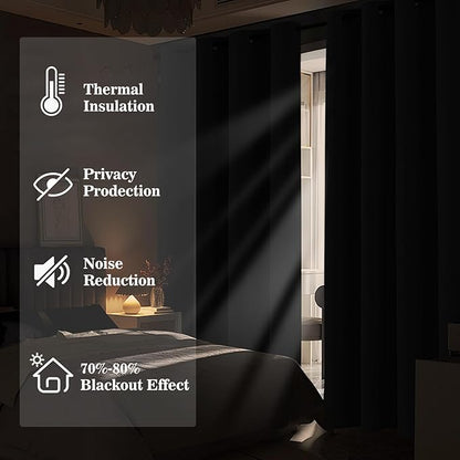 Yakamok Blackout Ombre Dark Blue and Burnt Orange Curtains-Gradient Room Darkening Curtain, Grommet Thermal Insulated Light Blocking Window Drapes Curtain for Living Room Bedroom,52 x 72 Inch,2 Panels