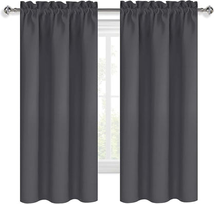 DWCN Blackout Curtains for Bedroom 63 Inch Length 2 Panels Set, Solid Thermal Insulated Energy Saving Rod Pocket Window Treatment Curtains Blackout Drapes (W38 x L63 Inch, Dark Grey)