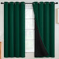 SimpleHome 100% Blackout Curtains for Bedroom,Thermal Insulated Grommet Window Drapes Room Darkening Dark Green Curtains for Living Room with Black Back,52 x 63 Inch,2 Panels