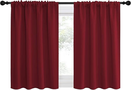 NICETOWN 36 inch Curtains for Small Windows, Thermal Insulated Privacy Short Drapes for Kitchen Bathroom (Set of 2, Burgundy Red, 42 in x 36 in (W x L))