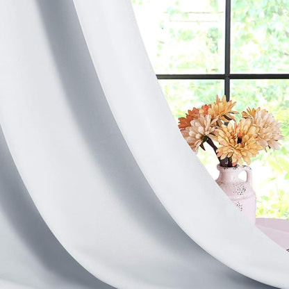 NICETOWN Room Darkening Curtain Panels for Bedroom -Easy-Care Solid Thermal Insulated Grommet Room Darkening Draperies/Drapes (2 Panels, 42 by 54, Platinum-Greyish White)