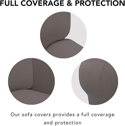 PureFit Super Stretch 4 Seater Sofa Slipcover – Spandex Non Slip Soft Couch Sofa Cover, Washable Furniture Protector with Non Skid Foam and Elastic Bottom for Kids, Pets （XX Large, Taupe）