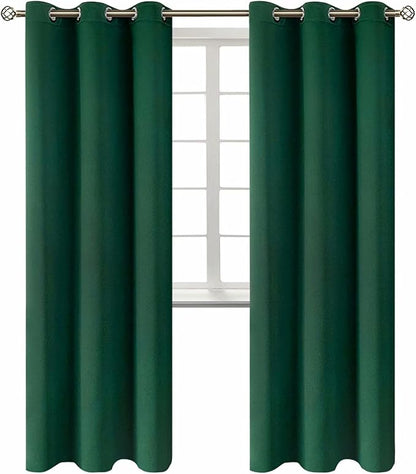 BGment Blackout Curtains - Grommet Thermal Insulated Room Darkening Bedroom and Living Room Curtains, Set of 2 Decorative Curtain Panels (42 x 84 Inch, Emerald Green)
