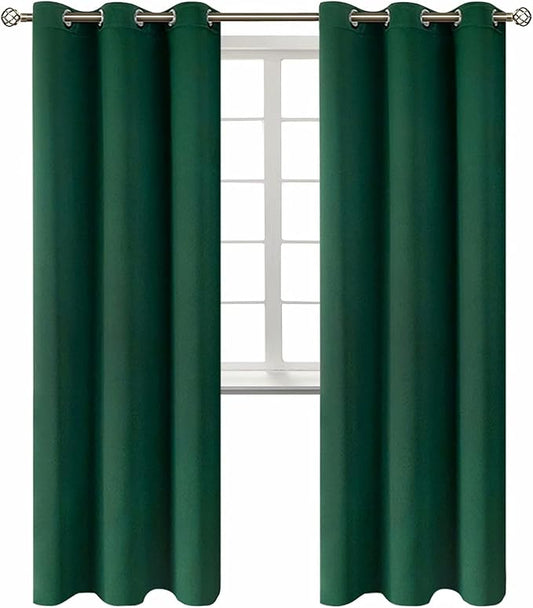 BGment Blackout Curtains - Grommet Thermal Insulated Room Darkening Bedroom and Living Room Curtains, Set of 2 Decorative Curtain Panels (42 x 84 Inch, Emerald Green)