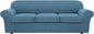 H.VERSAILTEX 4 Piece Stretch Sofa Covers for 3 Cushion Couch Covers for Living Room Furniture Slipcovers (Base Cover Plus 3 Seat Cushion Covers) Upgraded Thicker Jacquard Fabric (XL Sofa, Dusty Blue)