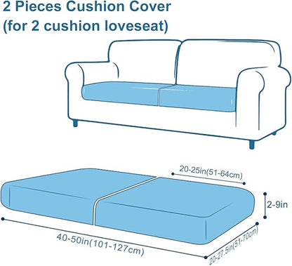 Smiry Printed Couch Cushion Covers, Stretch Soft Couch Covers for Sofa, Washable Non-Slip Sofa Slipcover Furniture Protector for Indoor and Outdoor (2 Pack, Light Green)