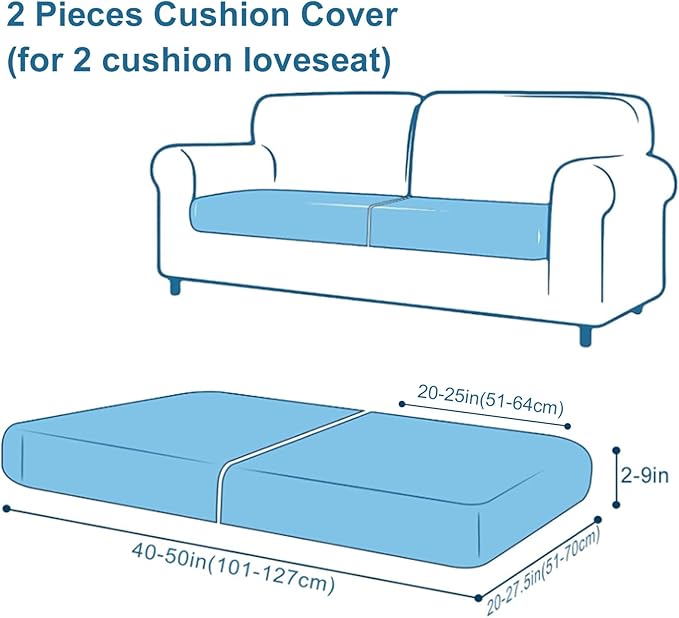 Smiry Printed Couch Cushion Covers, Stretch Soft Couch Covers for Sofa, Washable Non-Slip Sofa Slipcover Furniture Protector for Indoor and Outdoor (2 Pack, Taupe)