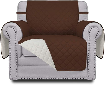 Easy-Going Chair Sofa Slipcover Reversible Sofa Cover Water Resistant Couch Cover Furniture Protector Cover with Elastic Straps for Pets Kids Children Dog Cat (Chair, Coffee/Ivory)