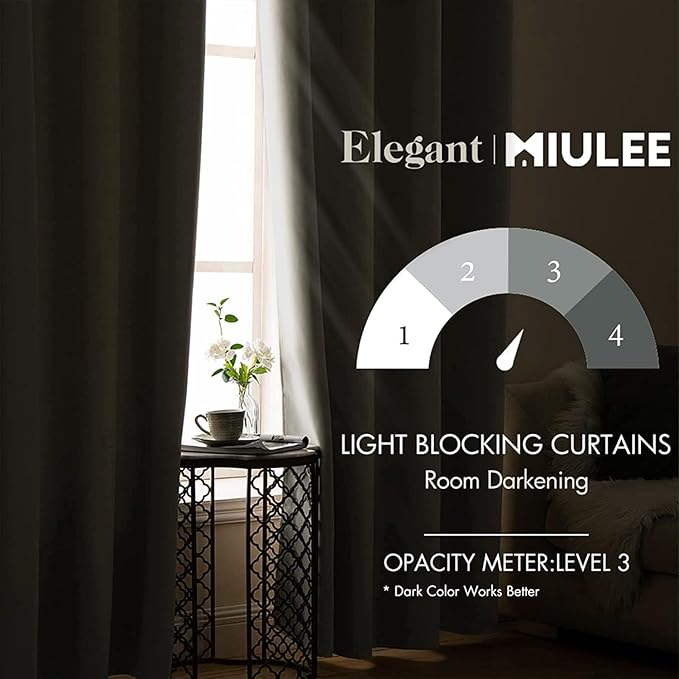 MIULEE Blackout Curtains 96 Inches Long for Bedroom Living Room Thermal Insulated Room Darkening Grommet Top Solid Light Blocking Drapery Set of 2 Window Panels Stone