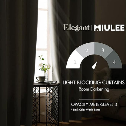 MIULEE Blackout Curtains for Bedroom Living Room Thermal Insulated Room Darkening Grommet Top Solid Light Blocking Drapery Set of 2 Window Panels 52 x 72 Inches Stone