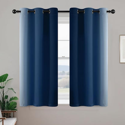 Yakamok Blue and Greyish White Ombre Curtains, Room Darkening Gradient Color Curtains for Bedroom, Light Blocking Thermal Insulated Window Drapes for Living Room(2 Panels, 42x45 Inch)