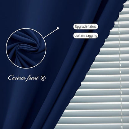 Self Adhesive Portable Blackout Curtains for Bedroom Easy to Install Window Thermal Lnsulated Kitchen Room Darkening Small Window Curtains, 35" W X 59" L, Navy Blue, 1 Panel