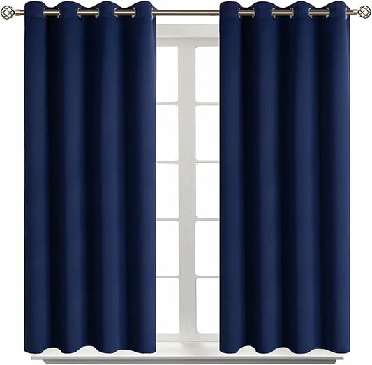 BGment Blackout Curtains for Living Room - Grommet Thermal Insulated Room Darkening Curtains for Bedroom, Set of 2 Panels (52 x 45 Inch, Navy Blue)